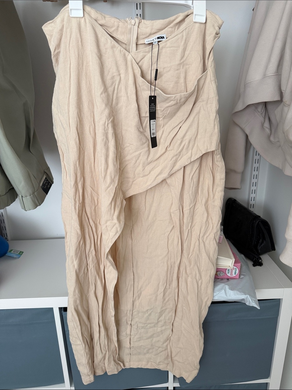 FASHIONOVA Dezi Linen Slit Skirt - Tan